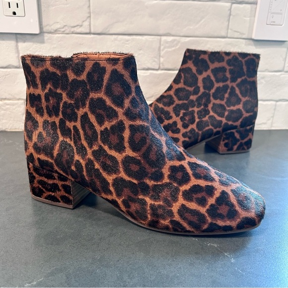 Gentle Souls sz 9.5 calf hair leather Leopard Print Ankle Booties NEW! - Picture 2 of 15